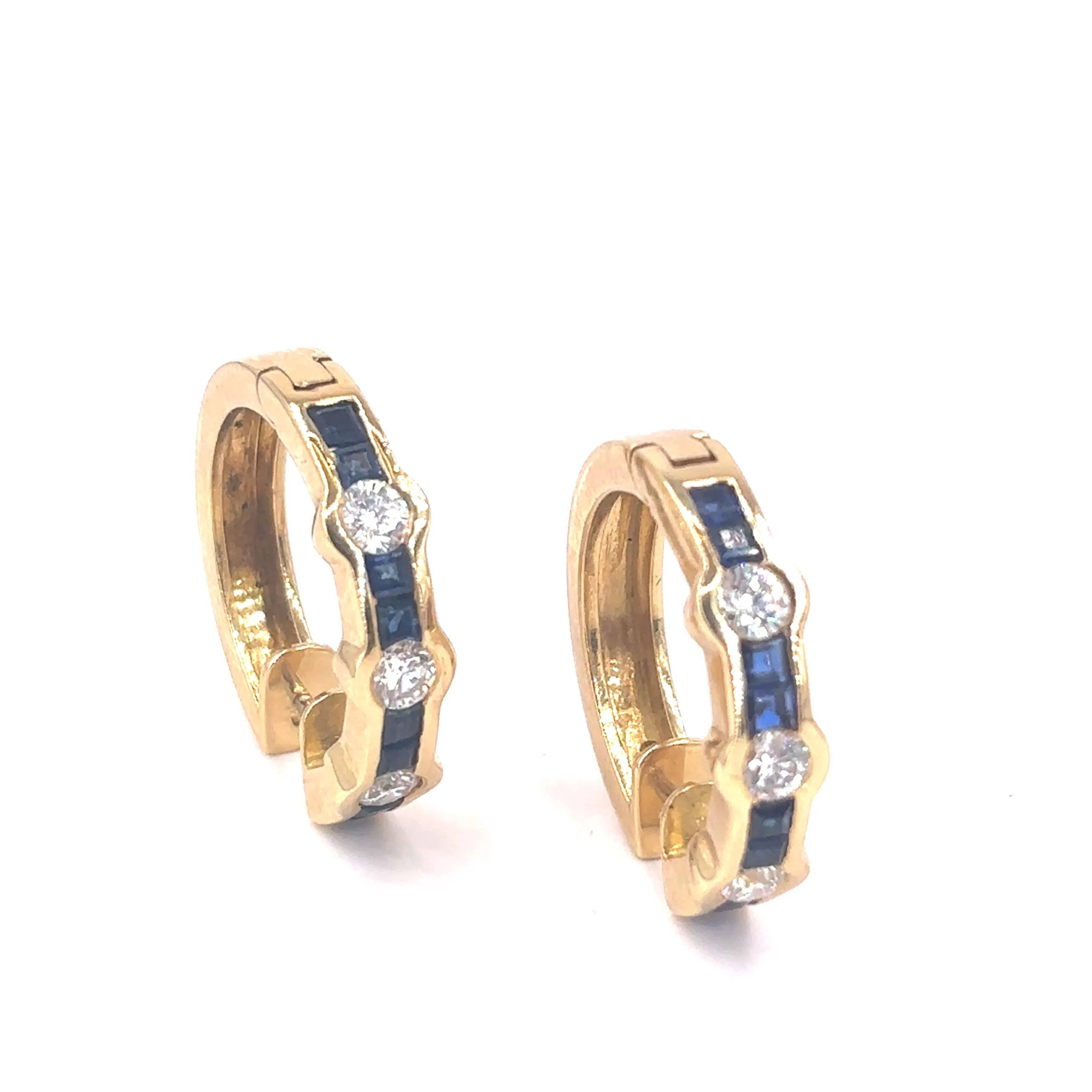 Women’s 18ct Yellow Gold Diamond Sapphire Cuff Hoop Earrings - 0.60ct
