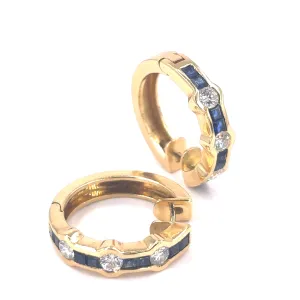 Women’s 18ct Yellow Gold Diamond Sapphire Cuff Hoop Earrings - 0.60ct
