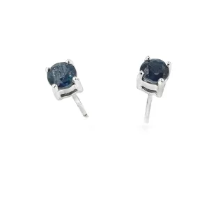 Women’s 9ct White Gold Four Claw Sapphire Stud Earrings - 1g